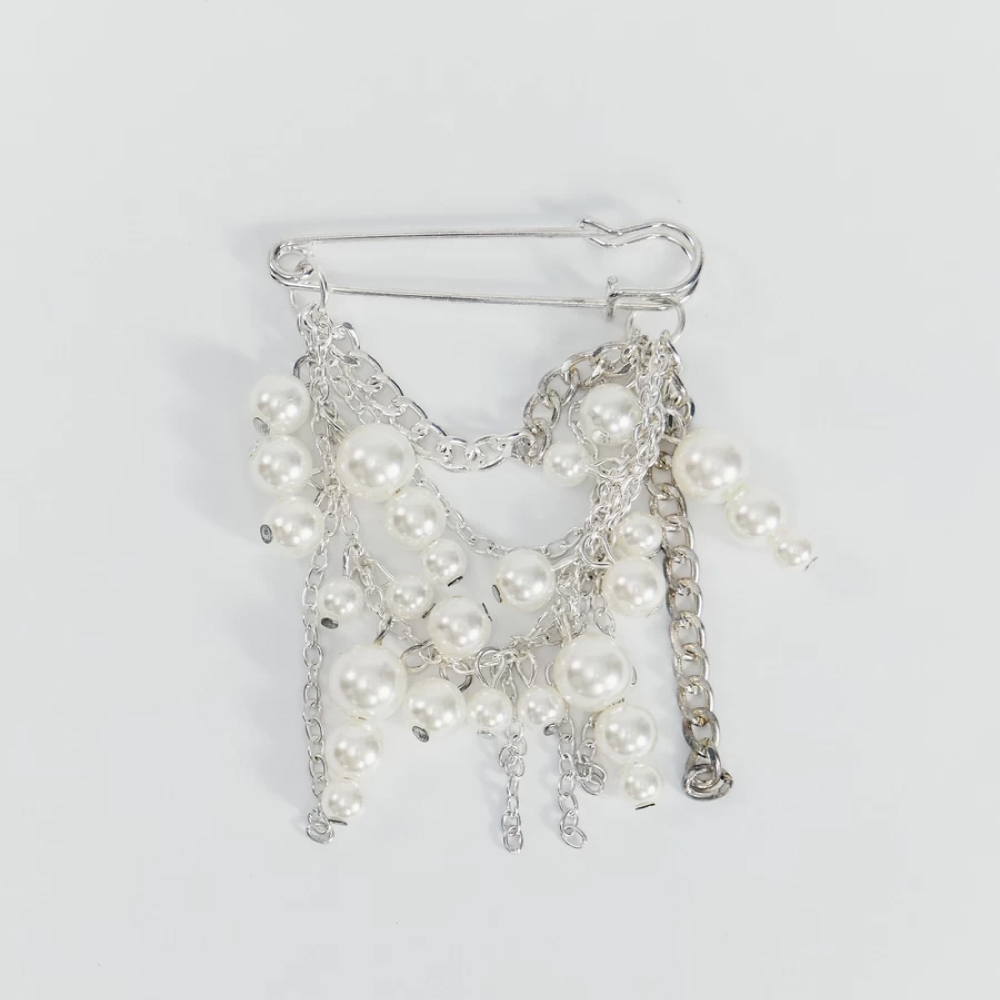 Брошь-булавка с искусственным жемчугом