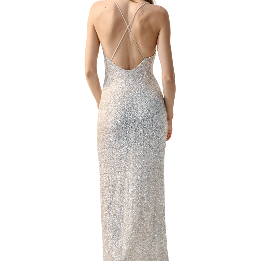 Платье макси облегающее с пайетками