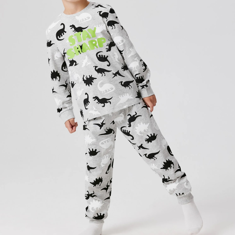 Пижама с брюками и принтом динозавров