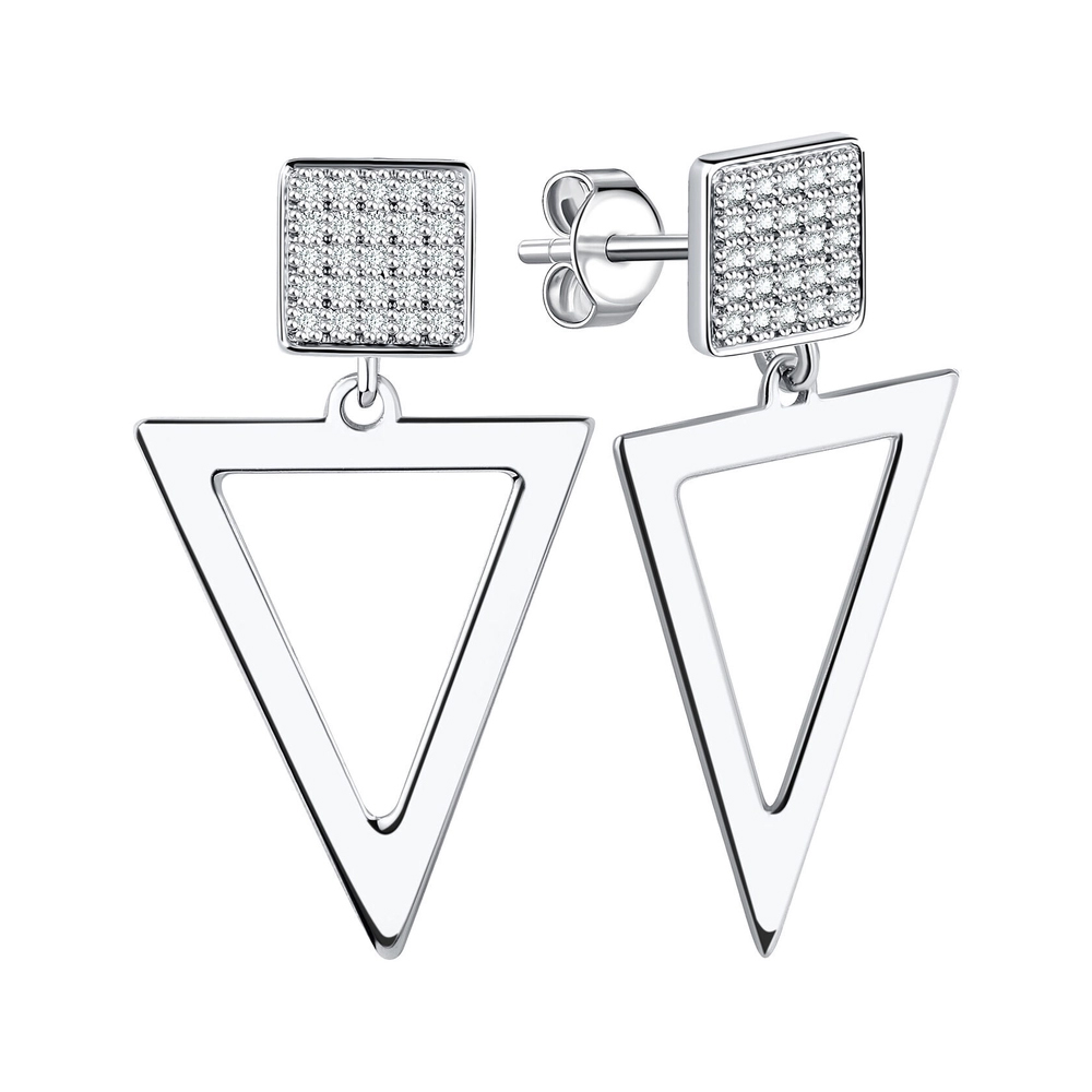 Серьги - пусеты с подвеской "Треугольник"