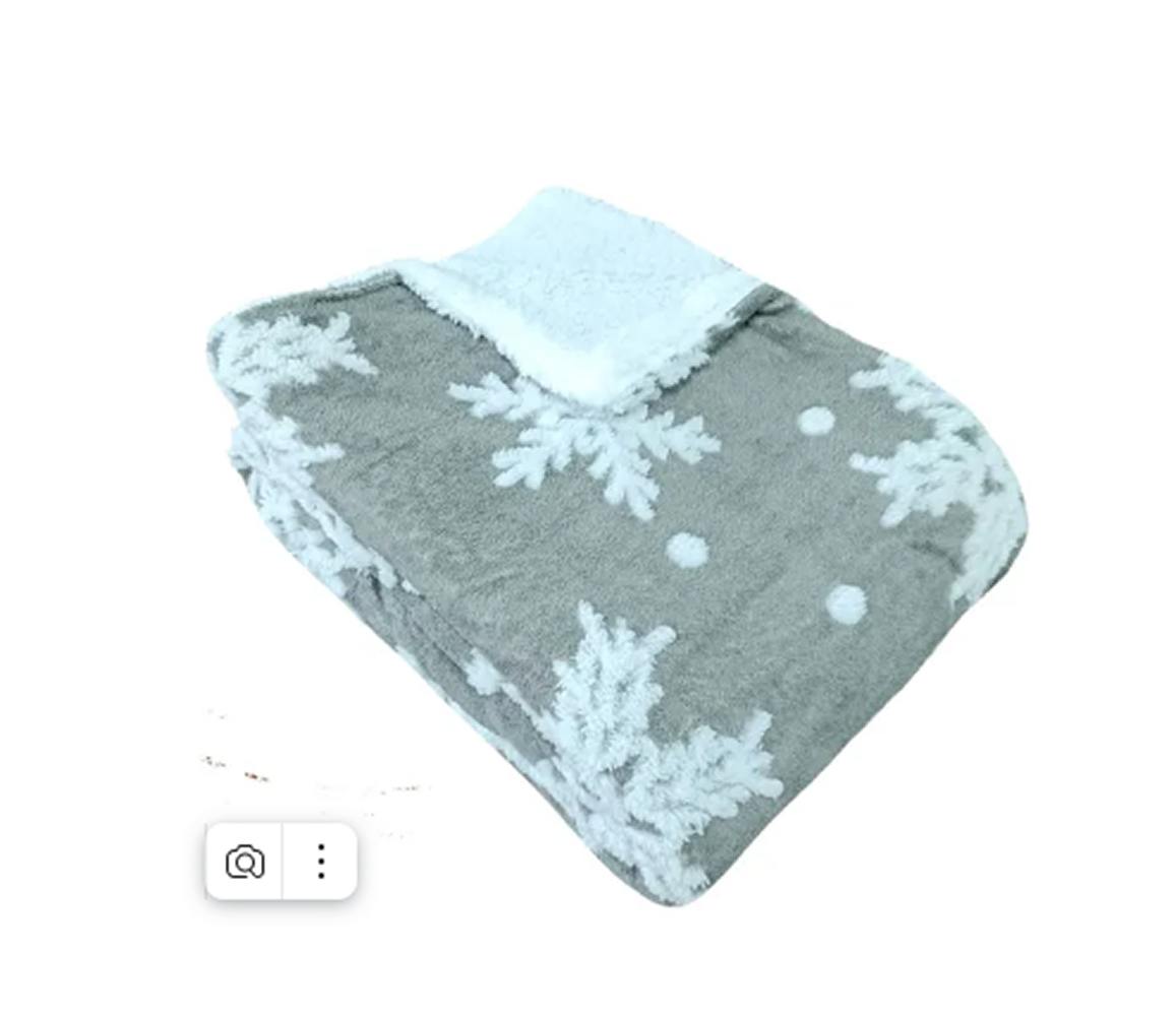 Плед фланелевый Actuel Снежинка серый